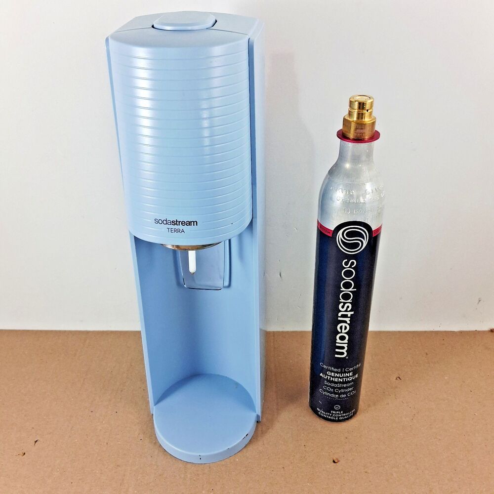 SodaStream Terra Sparkling Water Machine TER-001 Light Blue With CO2 Tested